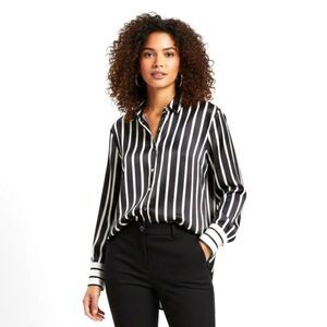 Bailey 44 Striped Satin Button-Down Blouse - Size Small